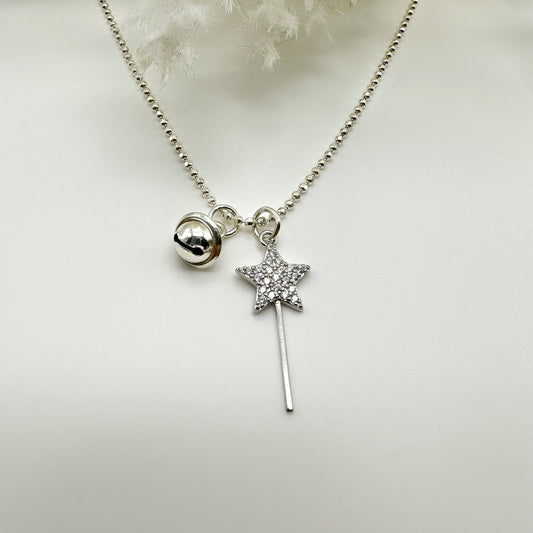 Collana Bacchetta magica e Campanellino - Silver