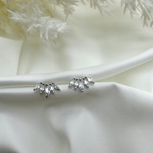 Orecchino cinque punte zirconi - Silver