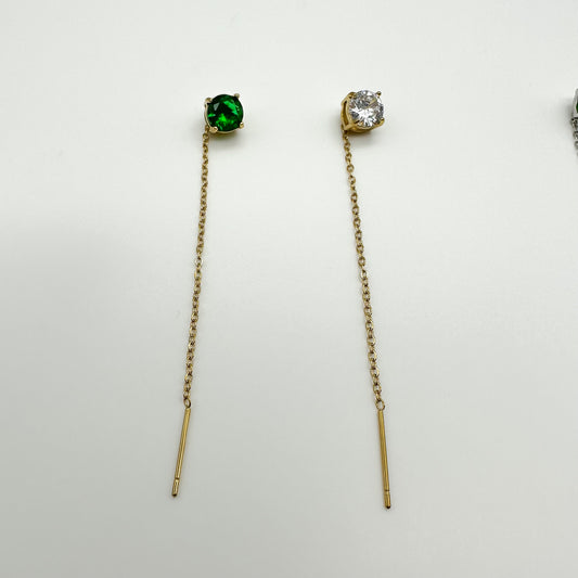 Mono orecchini zirconi tondi - Gold