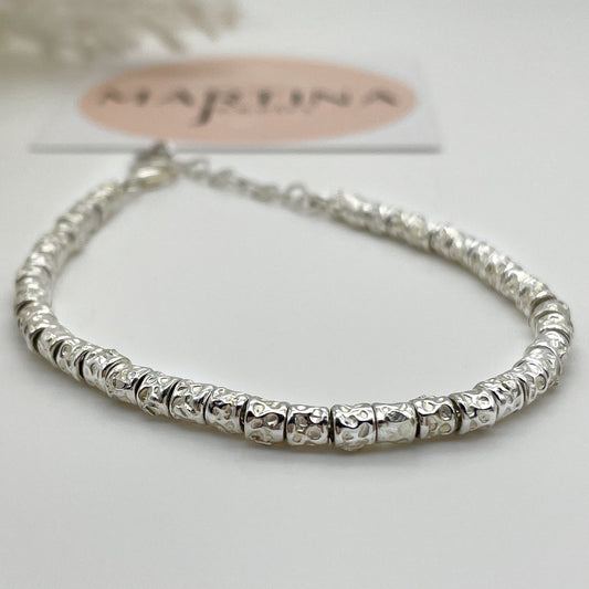 Bracciale pepite martellate 3 mm - Silver