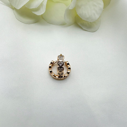 Orecchini cerchietti fila di cuori strass - Rosè