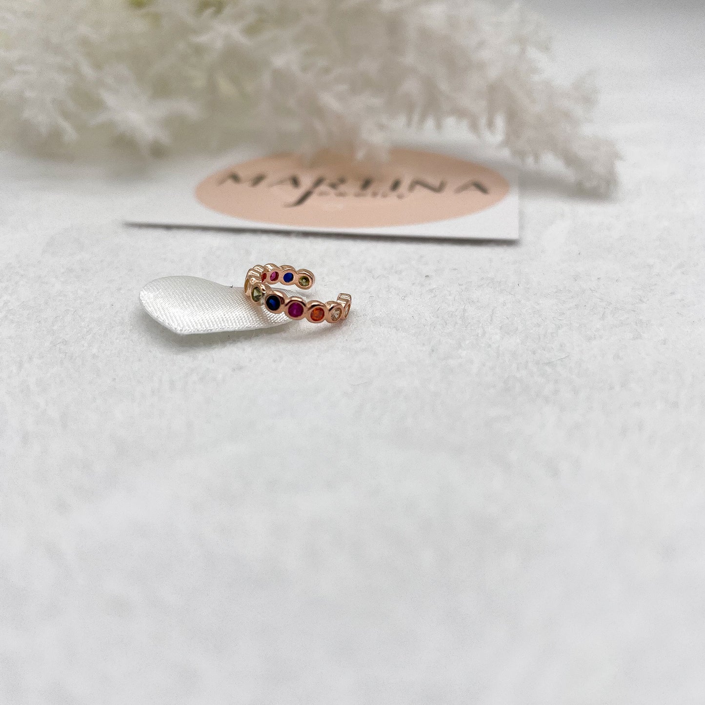 Orecchino Earcuff zirconi big multicolor - Rosè