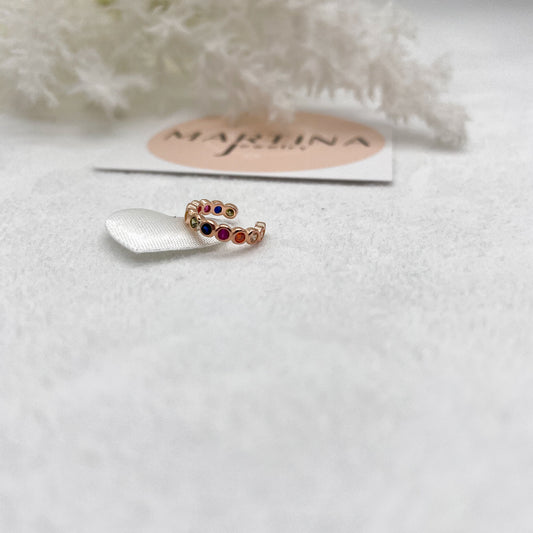 Orecchino Earcuff zirconi big multicolor - Rosè