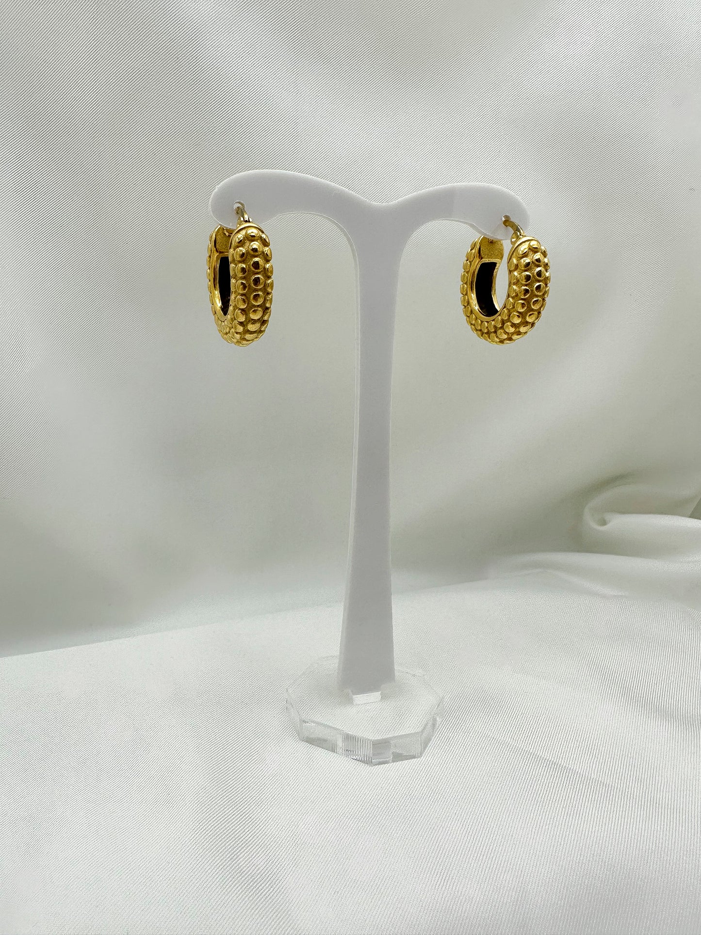 Orecchini cerchi bombati lavorati - Gold