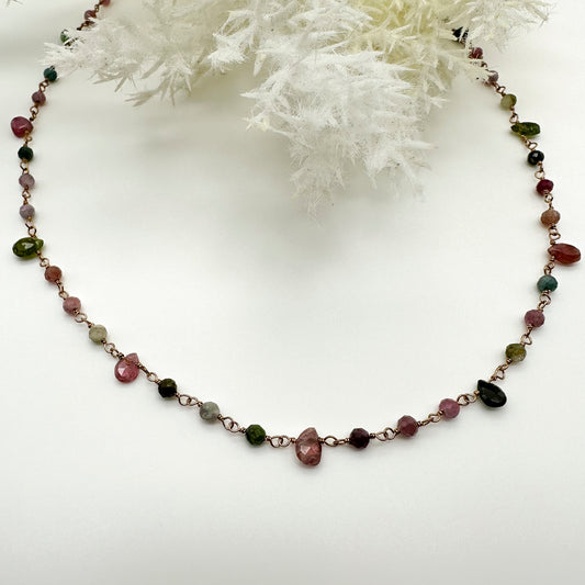 Collana pietre goccia Tormalina - Rosè