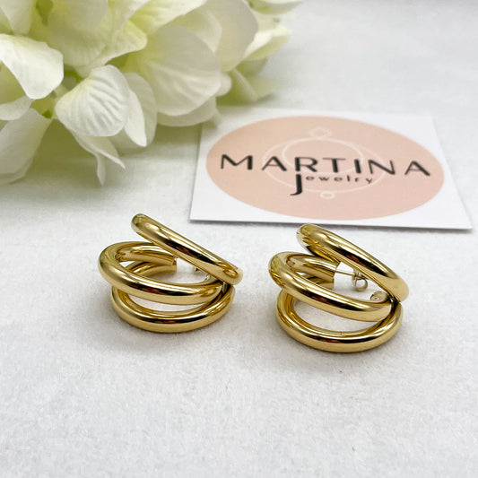 Orecchini cerchi tripli big - Gold