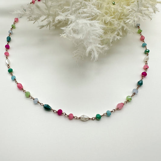 Collana pietre multiforme/multicolore Spring - Rosè