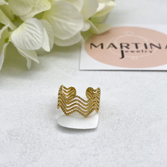 Anello 5 file zig zag - Gold
