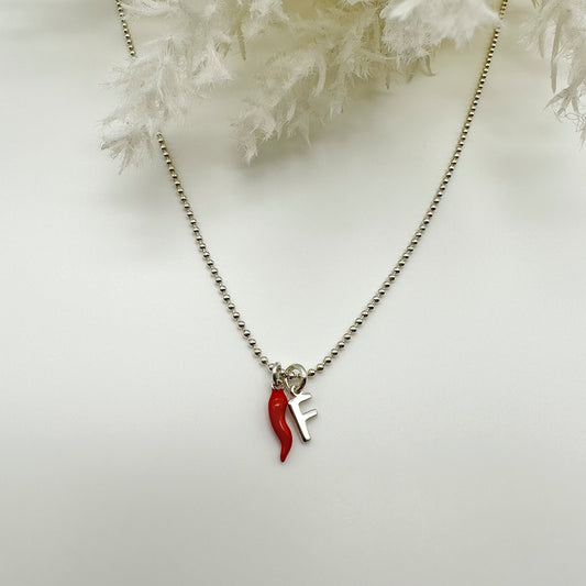 Collana iniziale e cornetto - Silver