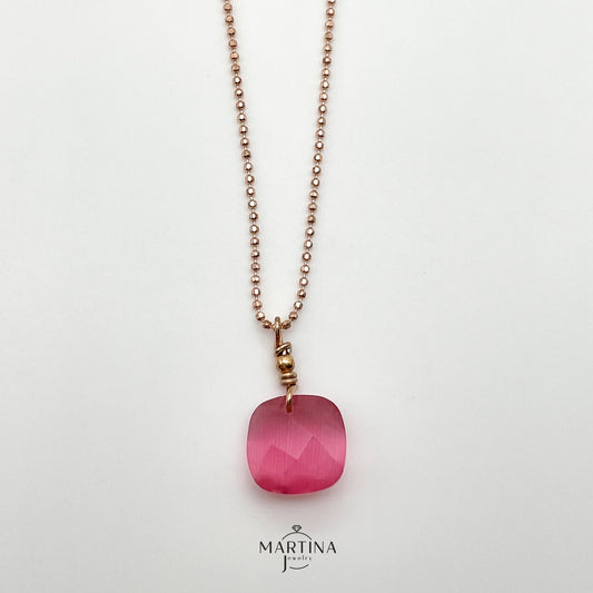 Collana pietra idrotermale taglio cuscino - Blu