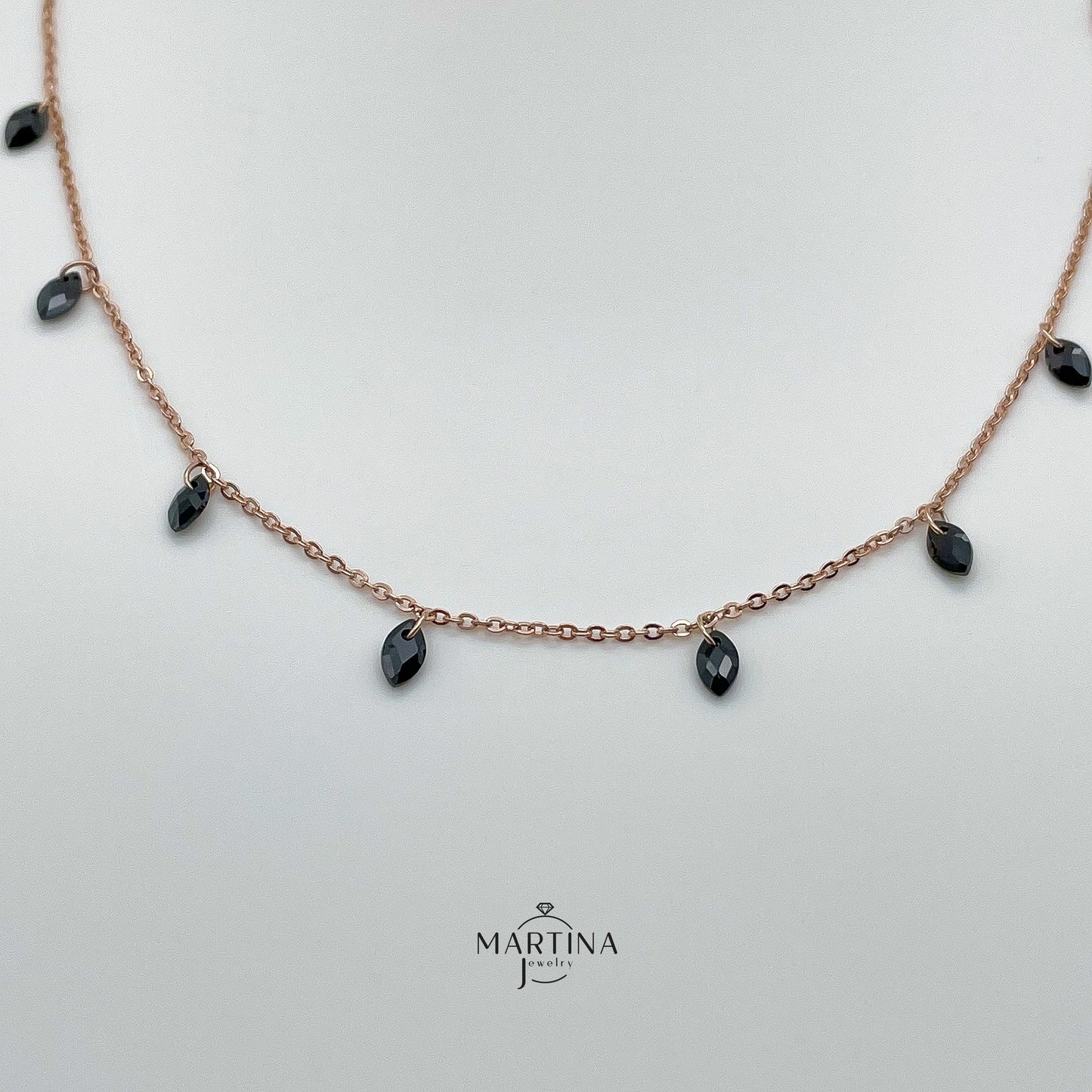 Collana zirconi fumè taglio ovale - Rosè