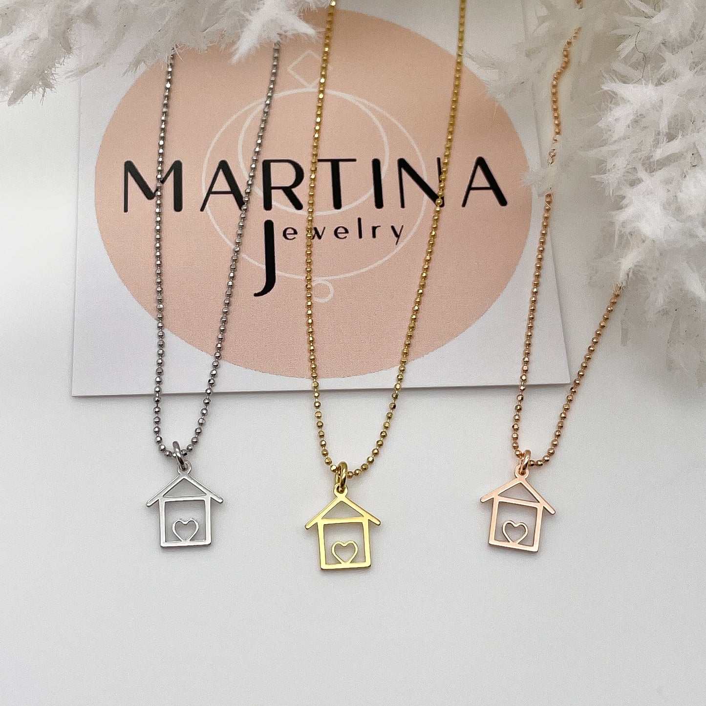 Collana casetta cuore - Rosè