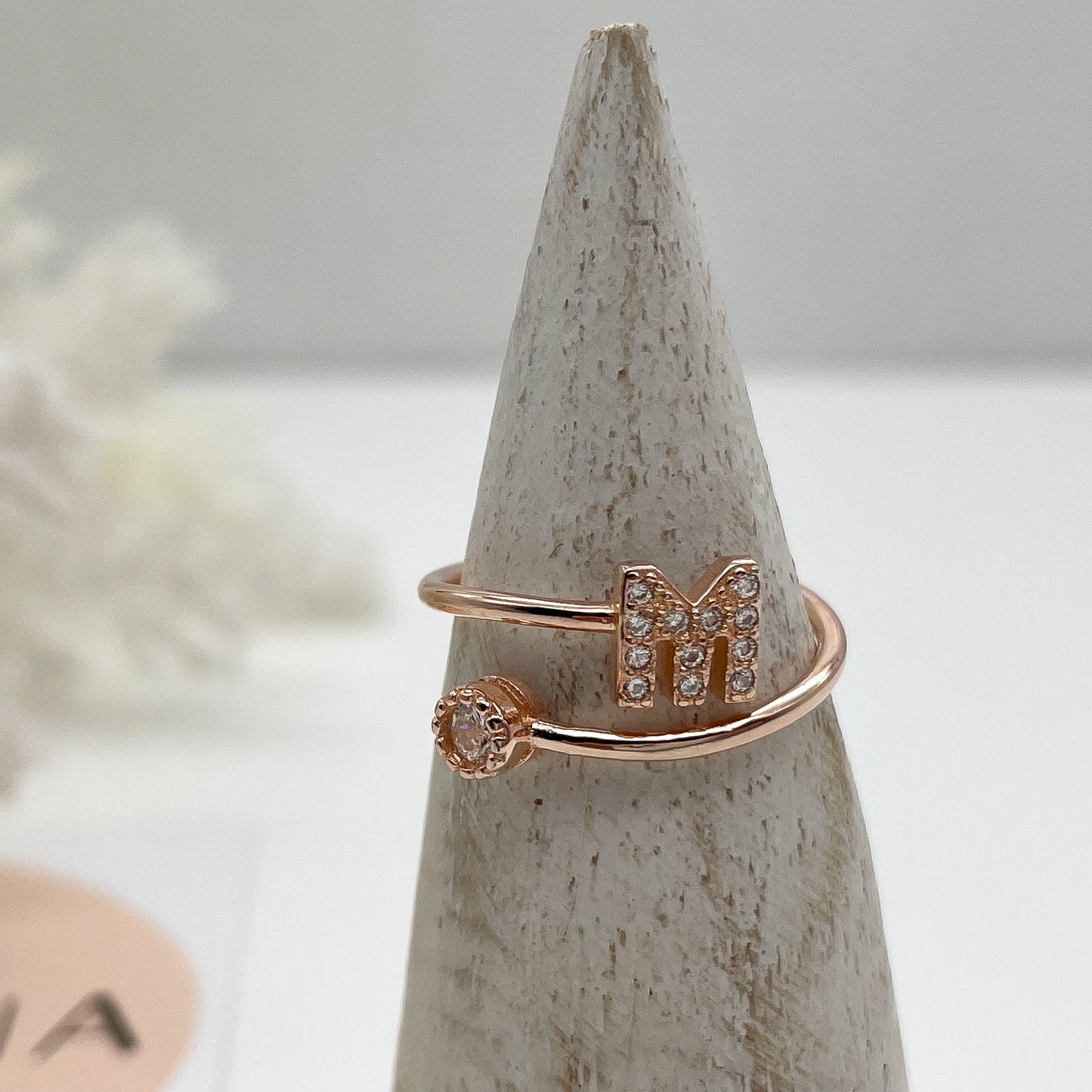 Anello iniziale in zirconi - Rosè