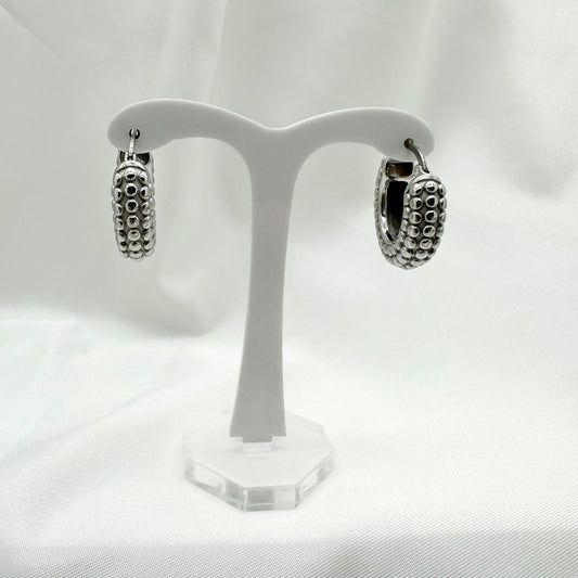 Orecchini cerchi bombati lavorati - Silver