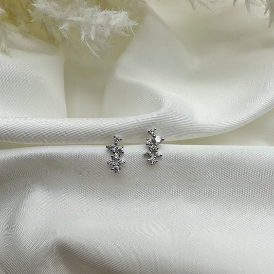 Orecchino fascio zirconi - Silver