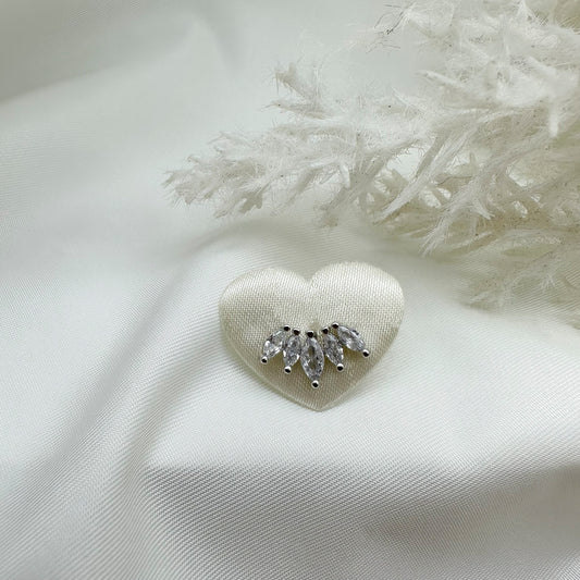 Orecchino cinque punte zirconi - Silver