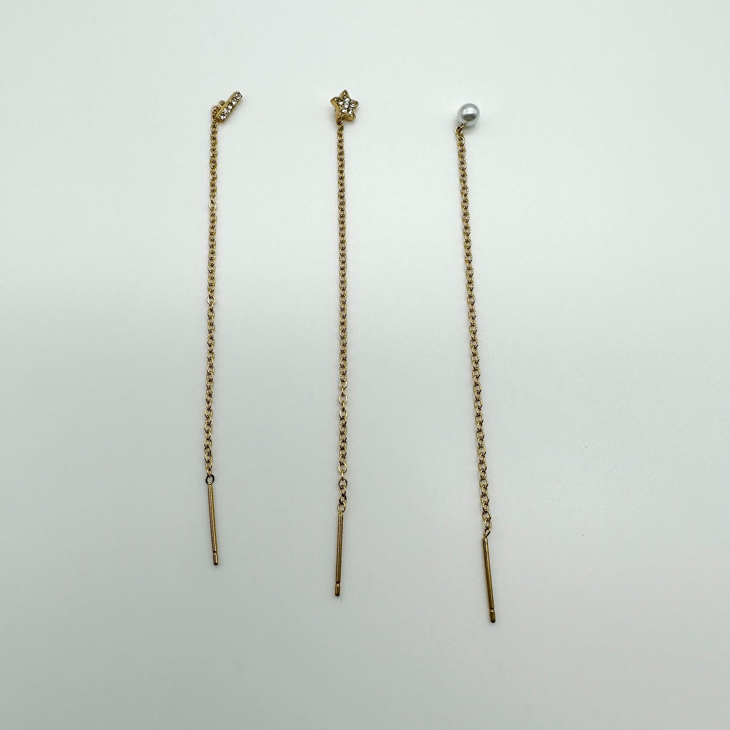 Mono orecchino barretta zirconi bianchi - Gold