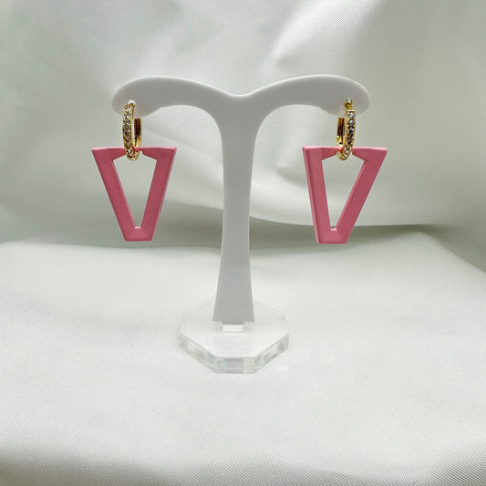 Orecchini a V stile Ferragni rosa - Gold