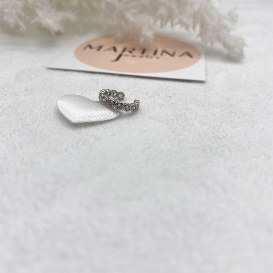 Orecchino Earcuff zirconi big bianchi - Silver