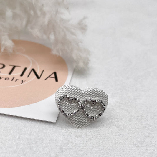 Orecchini Cuore e zirconi - Silver