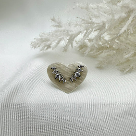 Orecchino barchetta zirconi - Silver