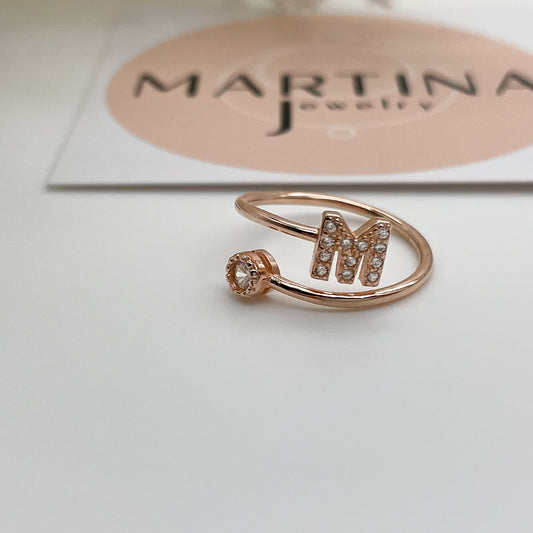 Anello iniziale in zirconi - Rosè