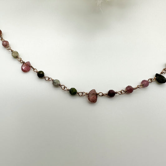 Collana pietre goccia Tormalina - Rosè