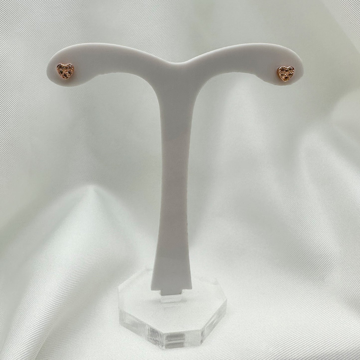 Orecchino punto luce cuore bianco - Rosè