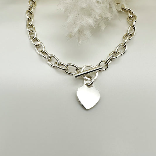 Bracciale cuore e maglia catena - Silver