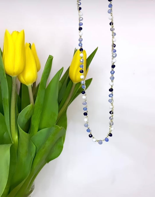 Collana cristalli colorati e lurex - base Silver