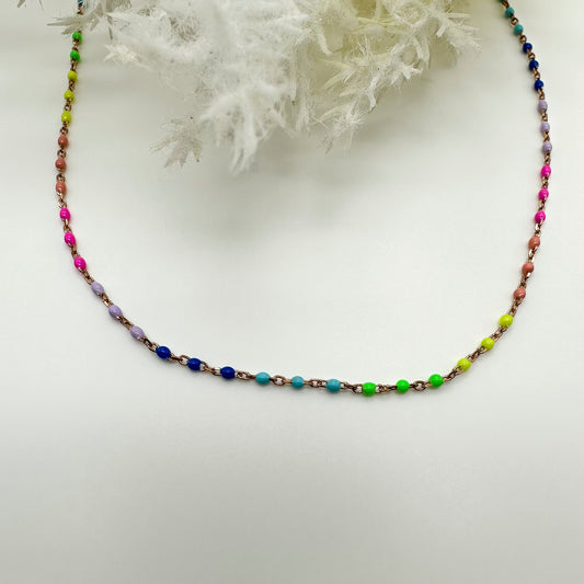 Collana multicolor neon smaltata - Rosè