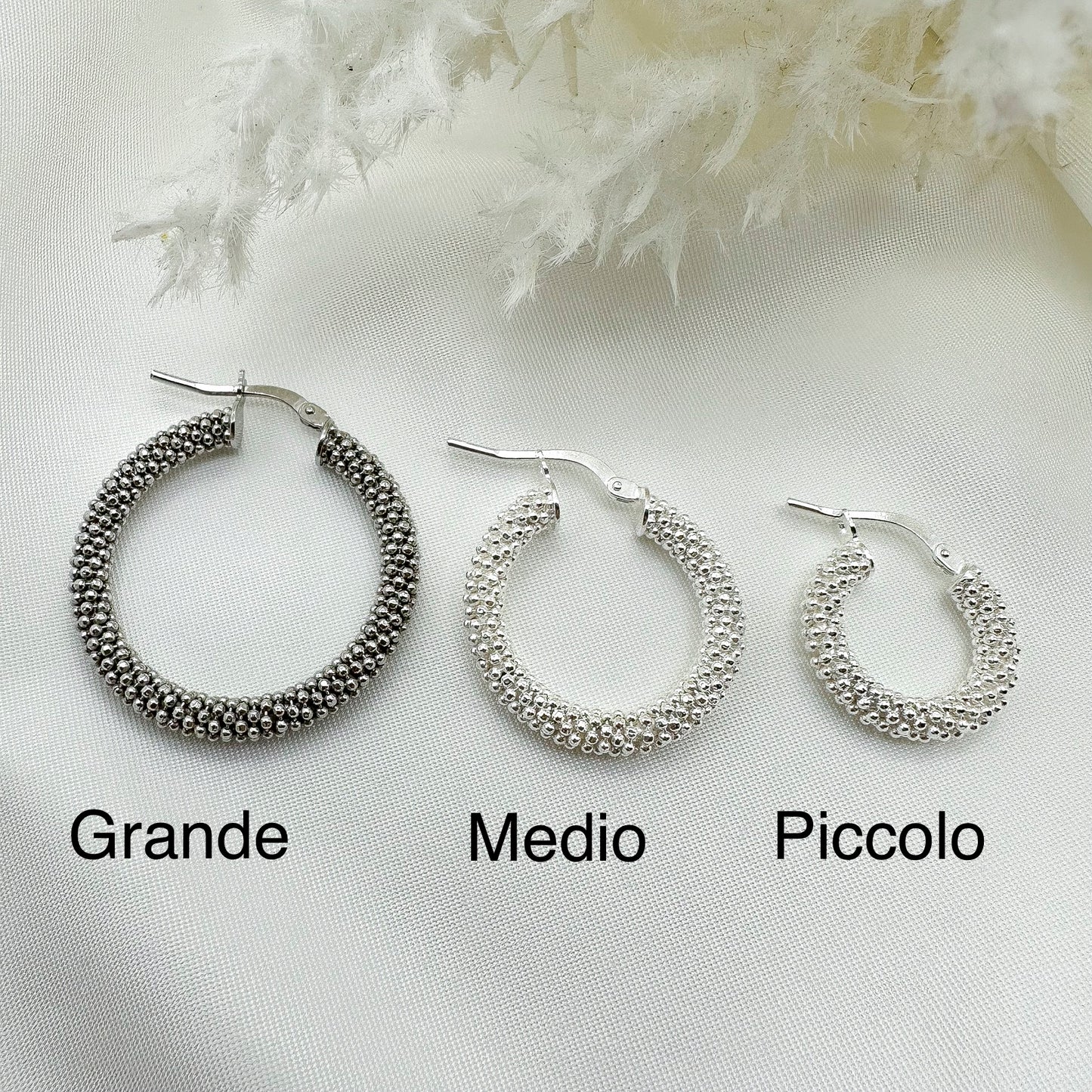 Orecchini cerchi pop corn Medi - Silver