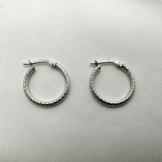 Orecchini cerchi diamantati piccoli - Silver