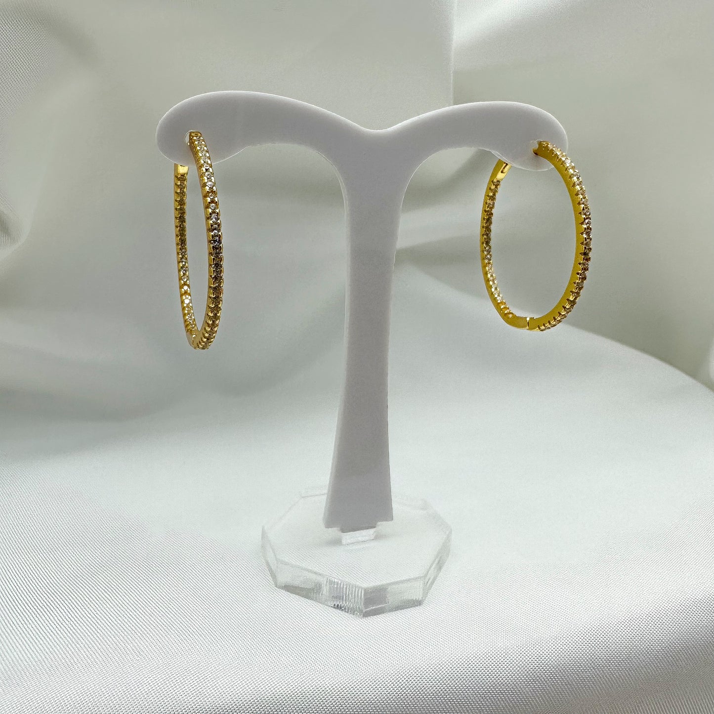 Orecchini cerchi doppia zirconatura Grandi - Gold