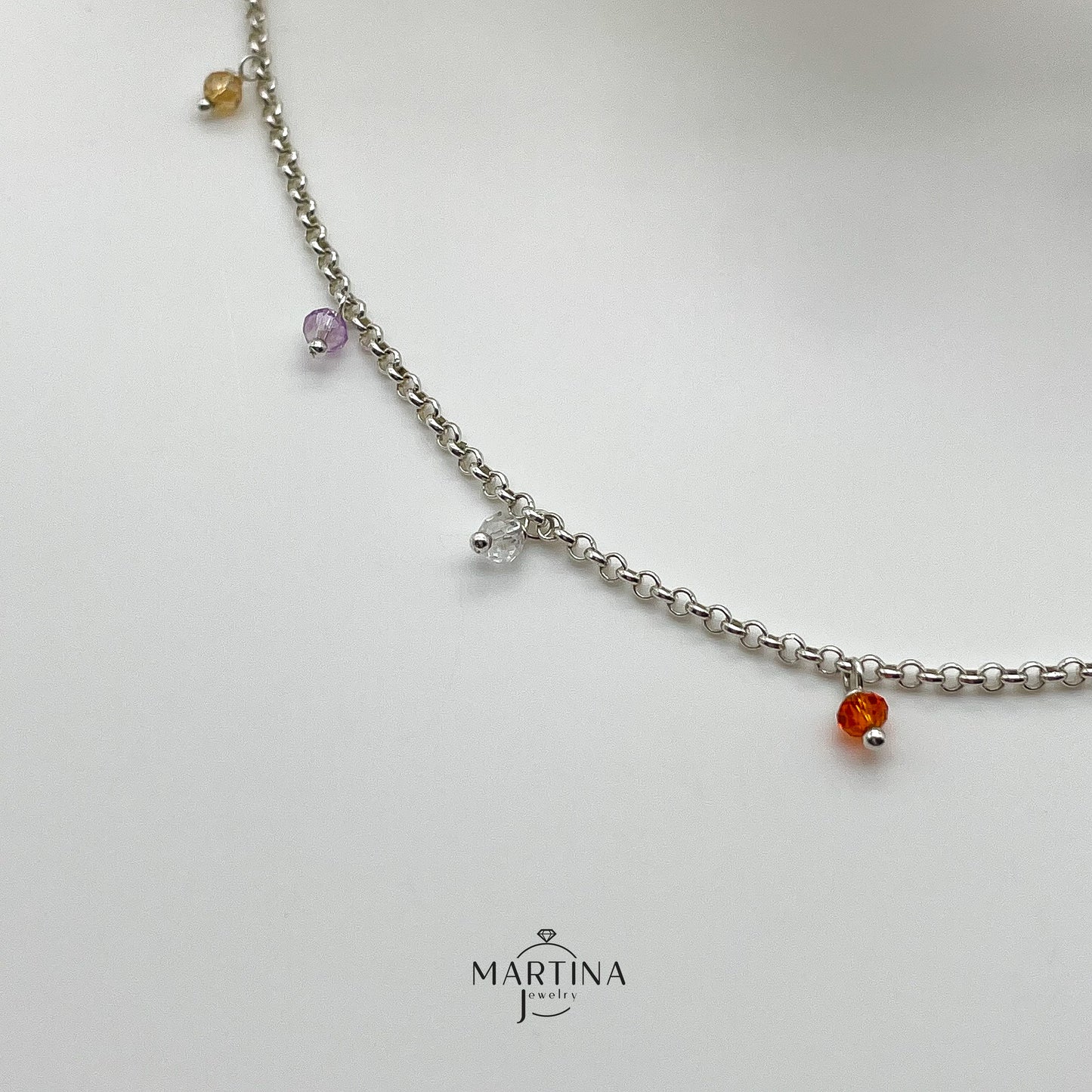 Cavigliera cristalli colorati - Silver