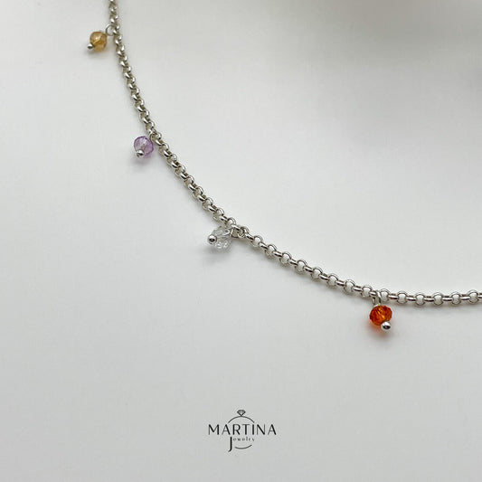 Cavigliera cristalli colorati - Silver