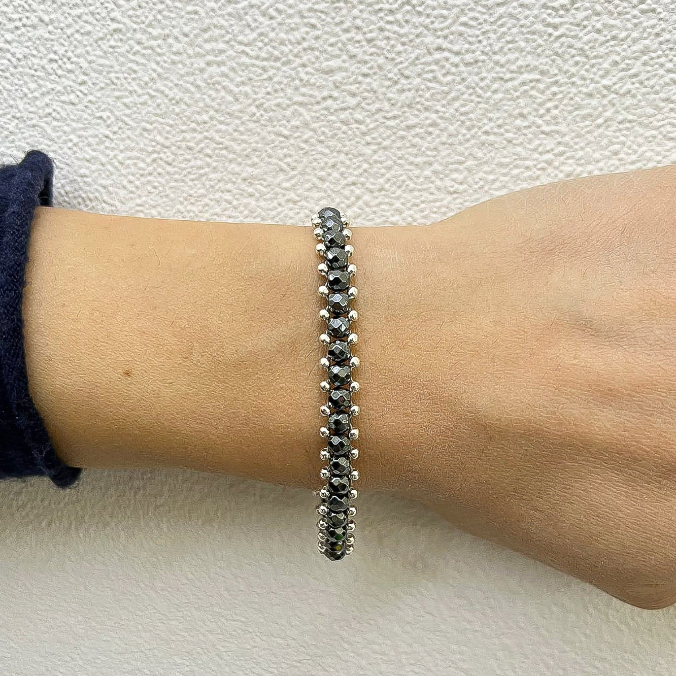 Bracciale treccia pietra naturale e argento 925 - Silver