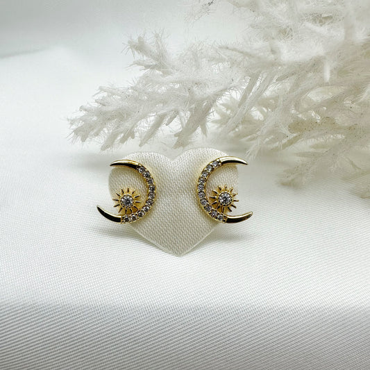 Orecchini sole e luna zirconi - Gold