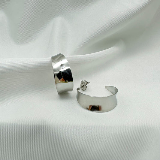 Orecchini cerchi incurvati a specchio - Silver