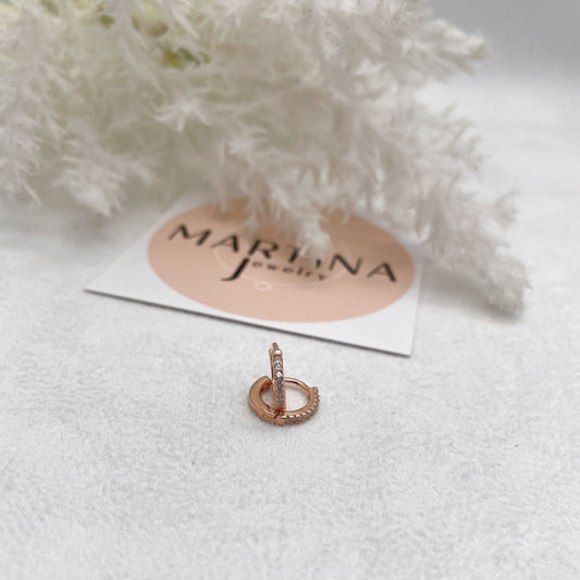 Orecchino mini cerchietto zirconato - Rosè