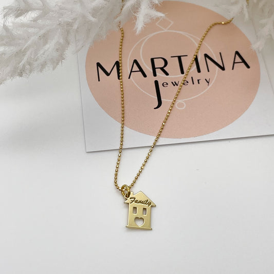 Collana casetta scritta “Family” - Gold