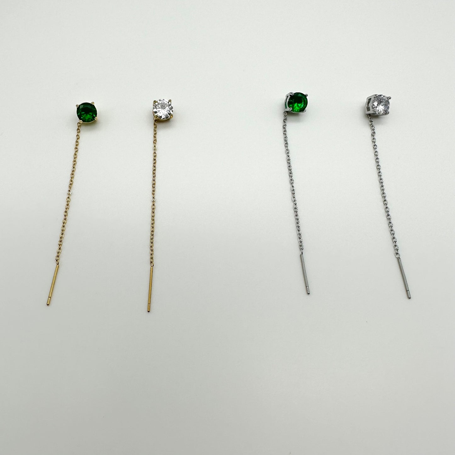 Mono orecchini zirconi tondi - Silver