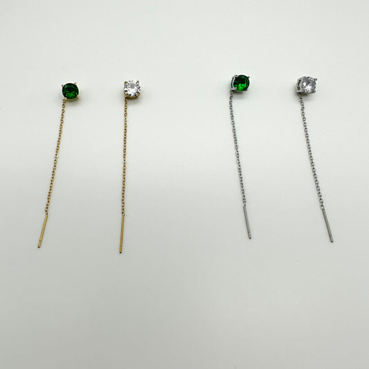 Mono orecchini zirconi tondi - Silver