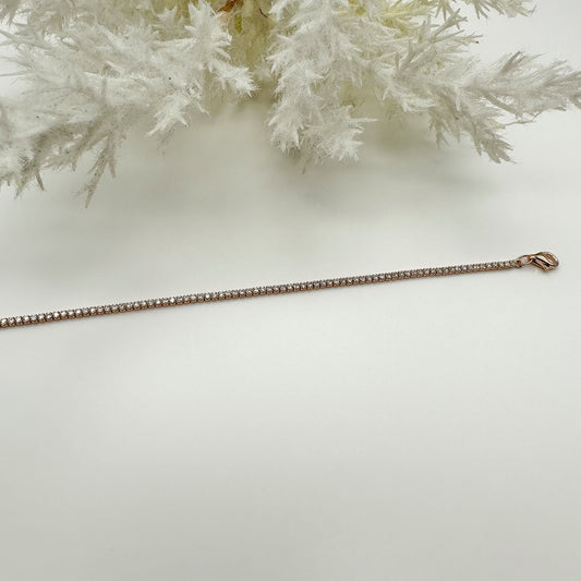 Bracciale tennis zirconi bianchi - Rosè