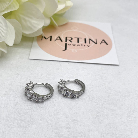 Orecchini cerchietti con zirconi big size - Silver