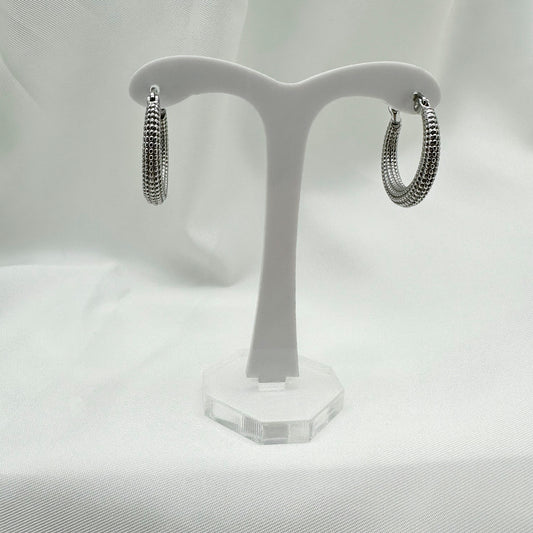 Orecchini cerchi puntinati - Silver