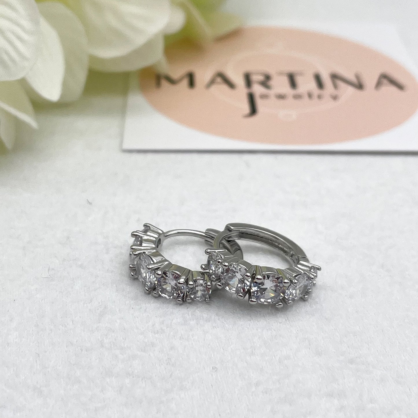 Orecchini cerchietti con zirconi big size - Silver