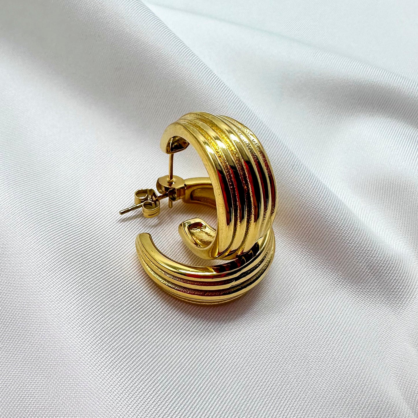 Orecchini cerchi striati - Gold