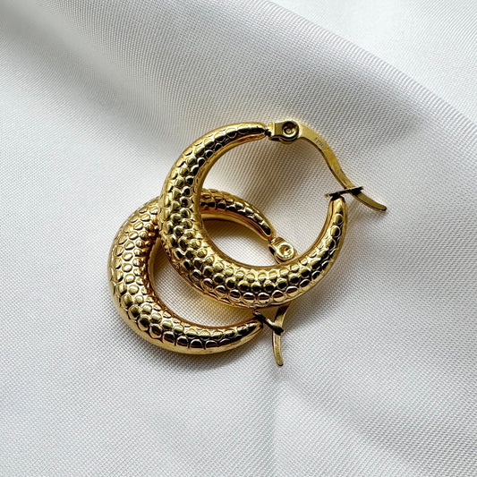 Orecchini cerchi effetto serpente - Gold