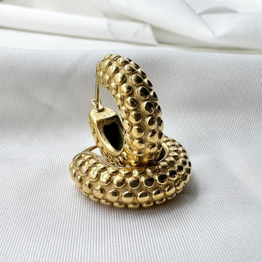 Orecchini cerchi bombati lavorati - Gold